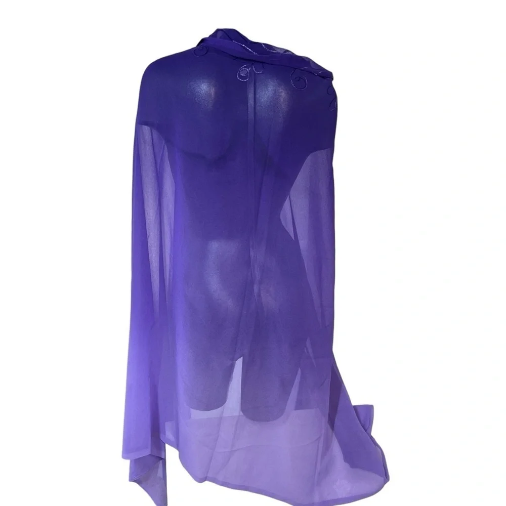 LADY JULIET Purple Lavender Sheer Sarong Cover-up Wrap Shawl & Travel Bag Sz OS